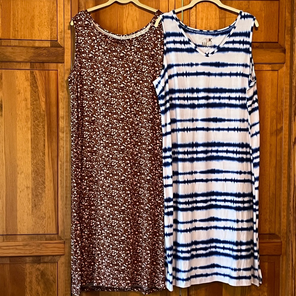 Bundle of 2 Muk Luks Sleeveless Midi Dresses Size Petite 1X